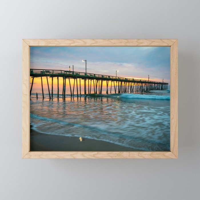 Beach Pier Sunrise Ocean Outer Banks Nags Head North Carolina Print Mini Art Print