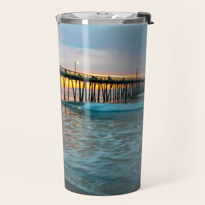 Beach Pier Sunrise Ocean Outer Banks Nags Head North Carolina Print Travel Mug Gallery Image 2