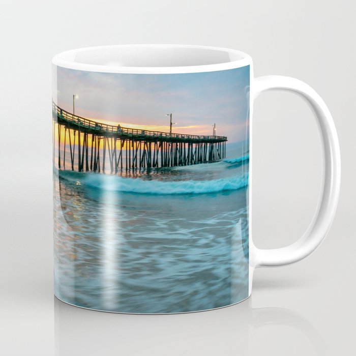 Beach Pier Sunrise Ocean Outer Banks Nags Head North Carolina Print Coffee Mug Gallery Image 1