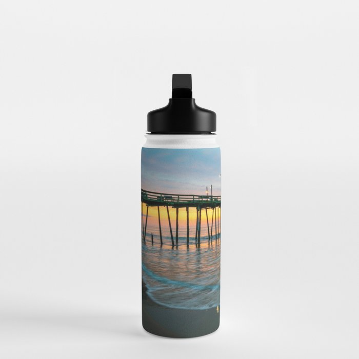 Beach Pier Sunrise Ocean Outer Banks Nags Head North Carolina Print Water Bottle Gallery Image 3
