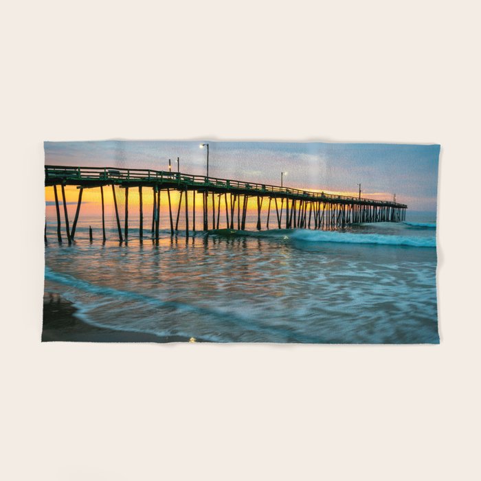 Beach Pier Sunrise Ocean Outer Banks Nags Head North Carolina Print Bath Towel Gallery Image 2