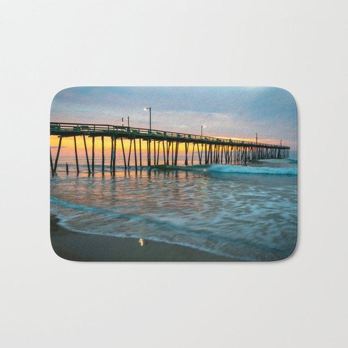 Beach Pier Sunrise Ocean Outer Banks Nags Head North Carolina Print Bath Mat Gallery Image 1