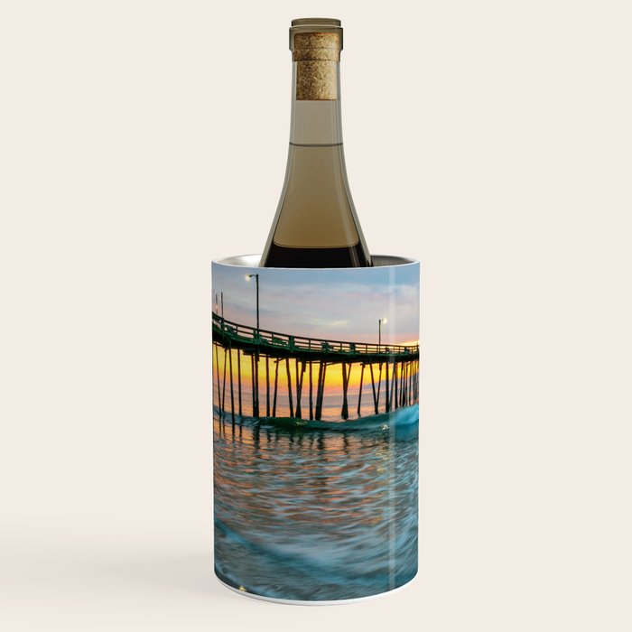 Beach Pier Sunrise Ocean Outer Banks Nags Head North Carolina Print Wine Chiller Gallery Image 1
