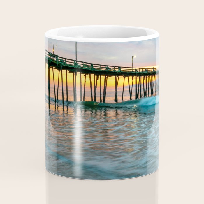 Beach Pier Sunrise Ocean Outer Banks Nags Head North Carolina Print Coffee Mug Gallery Image 4