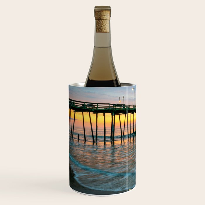 Beach Pier Sunrise Ocean Outer Banks Nags Head North Carolina Print Wine Chiller Gallery Image 2