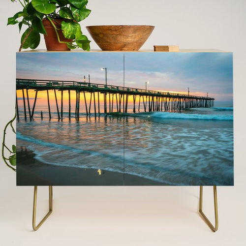 Beach Pier Sunrise Ocean Outer Banks Nags Head North Carolina Print Credenza