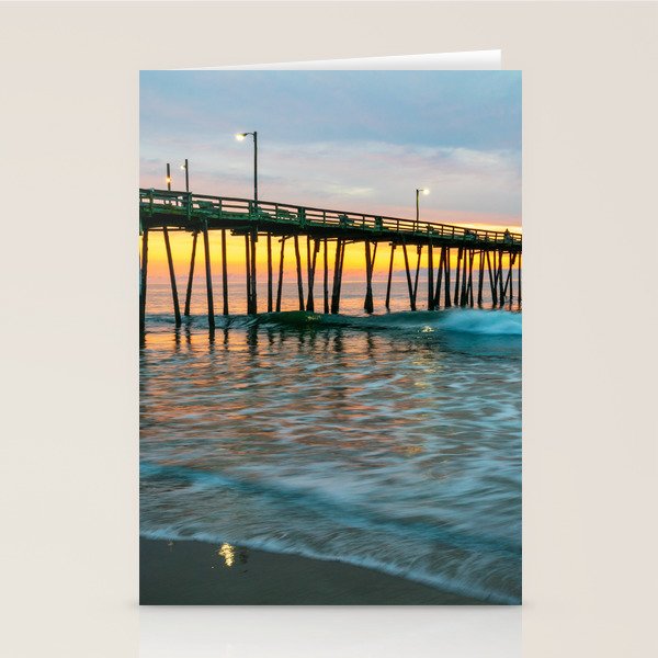 Beach Pier Sunrise Ocean Outer Banks Nags Head North Carolina Print Stationery Card Gallery Image 1