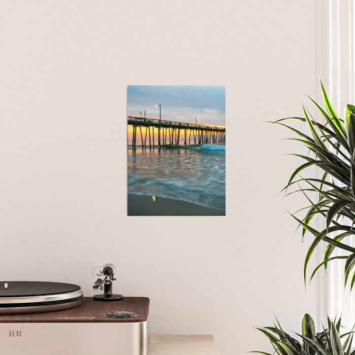 Beach Pier Sunrise Ocean Outer Banks Nags Head North Carolina Print Poster Gallery Image 2