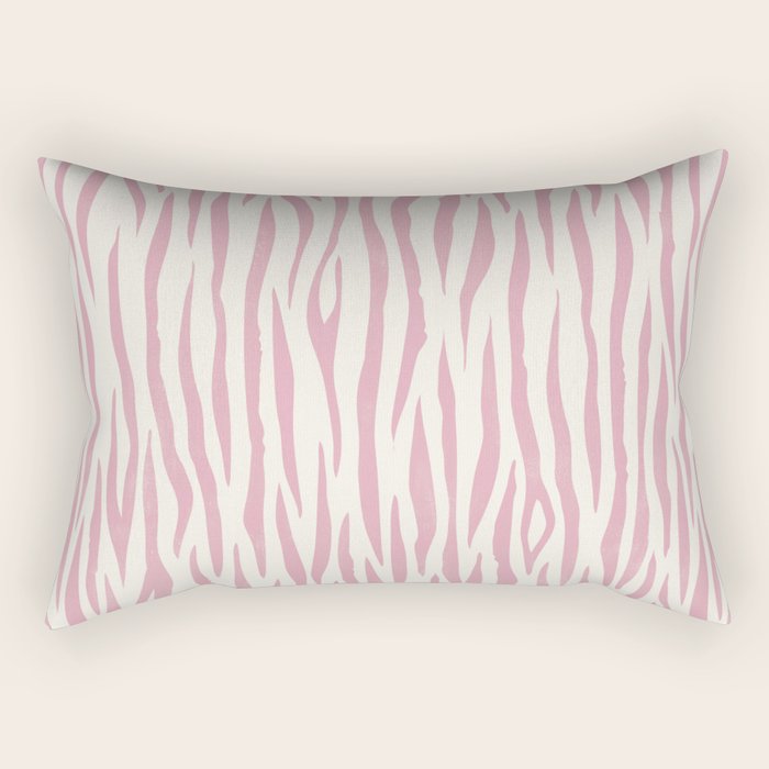 Tiger Stripes In Pink and Cream Rectangular Pillow Gallery Image 1