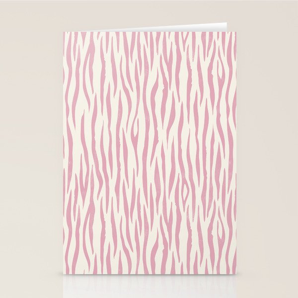 Tiger Stripes In Pink and Cream Stationery Card Gallery Image 1