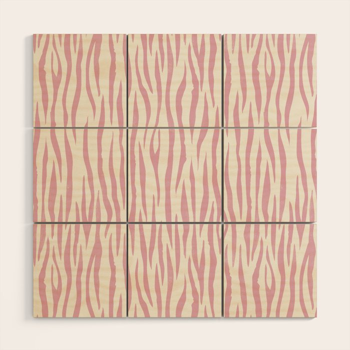 Tiger Stripes In Pink and Cream Wood Wall Art Gallery Image 1