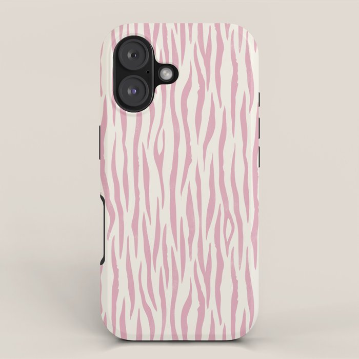 Tiger Stripes In Pink and Cream iPhone Case Gallery Image 1