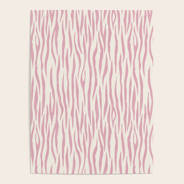 Tiger Stripes In Pink and Cream Poster Gallery Image 4