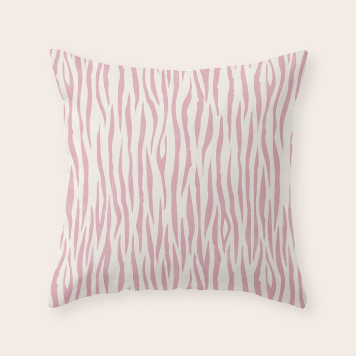 Tiger Stripes In Pink and Cream Throw Pillow Gallery Image 1