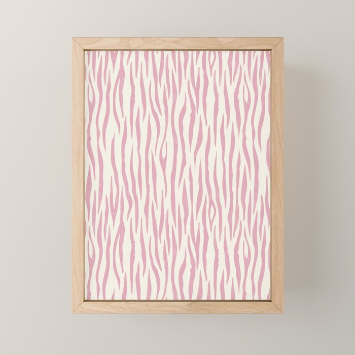 Tiger Stripes In Pink and Cream Mini Art Print Gallery Image 1