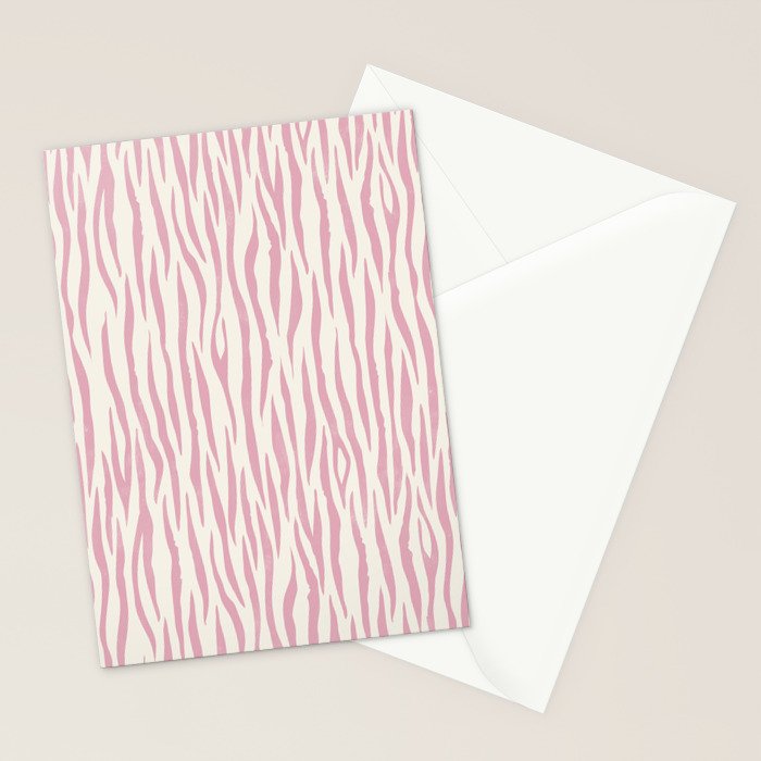 Tiger Stripes In Pink and Cream Stationery Card Gallery Image 2