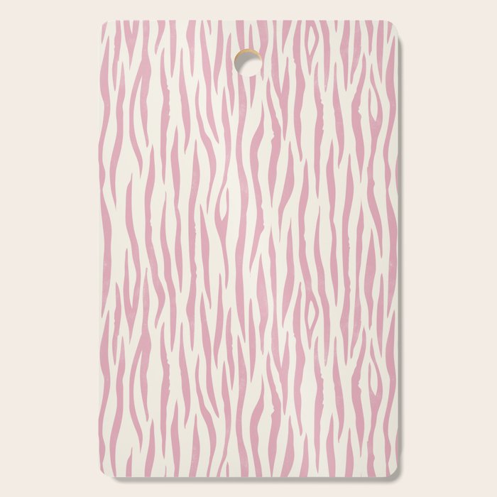 Tiger Stripes In Pink and Cream Cutting Board Gallery Image 1