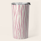 Tiger Stripes In Pink and Cream Travel Mug Gallery Image 2