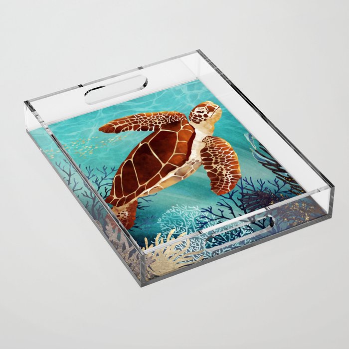 Metallic Sea Turtle Acrylic Tray Gallery Image 1