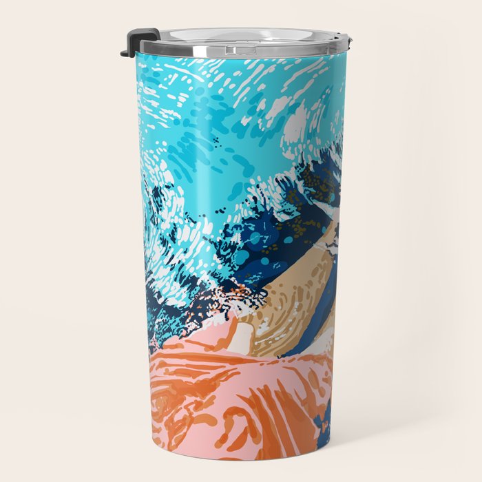 Take Me Where The Waves Kiss My Feet, Eclectic Nature River Woman Colorful Water Coral Bohemian Travel Mug Gallery Image 3