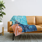 Take Me Where The Waves Kiss My Feet, Eclectic Nature River Woman Colorful Water Coral Bohemian Throw Blanket Gallery Image 1