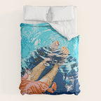 Take Me Where The Waves Kiss My Feet, Eclectic Nature River Woman Colorful Water Coral Bohemian Comforter Gallery Image 6