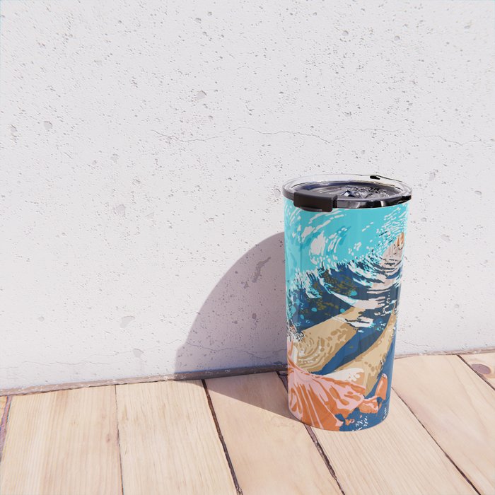 Take Me Where The Waves Kiss My Feet, Eclectic Nature River Woman Colorful Water Coral Bohemian Travel Mug Gallery Image 4