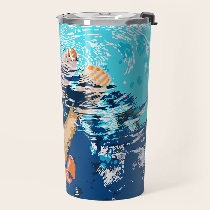 Take Me Where The Waves Kiss My Feet, Eclectic Nature River Woman Colorful Water Coral Bohemian Travel Mug Gallery Image 2