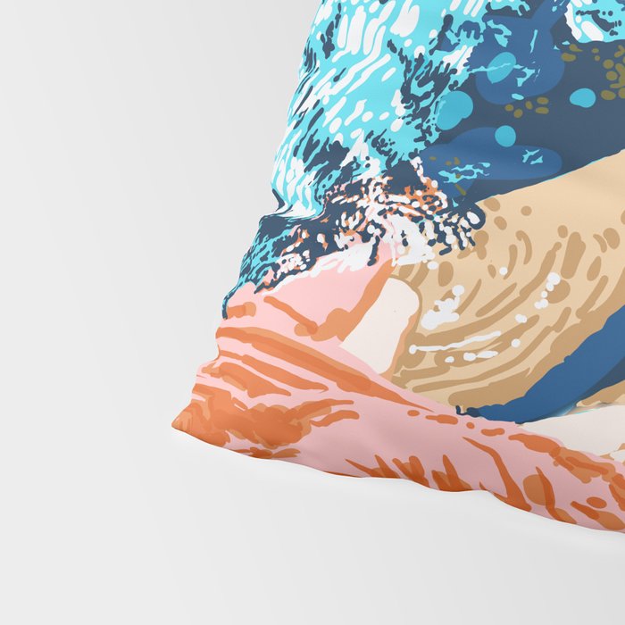 Take Me Where The Waves Kiss My Feet, Eclectic Nature River Woman Colorful Water Coral Bohemian Pillow Sham Gallery Image 4