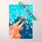 Take Me Where The Waves Kiss My Feet, Eclectic Nature River Woman Colorful Water Coral Bohemian Wrapping Paper Gallery Image 1