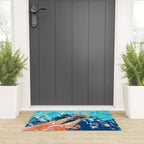 Take Me Where The Waves Kiss My Feet, Eclectic Nature River Woman Colorful Water Coral Bohemian Welcome Mat Gallery Image 3