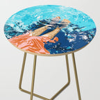 Take Me Where The Waves Kiss My Feet, Eclectic Nature River Woman Colorful Water Coral Bohemian Side Table Gallery Image 2