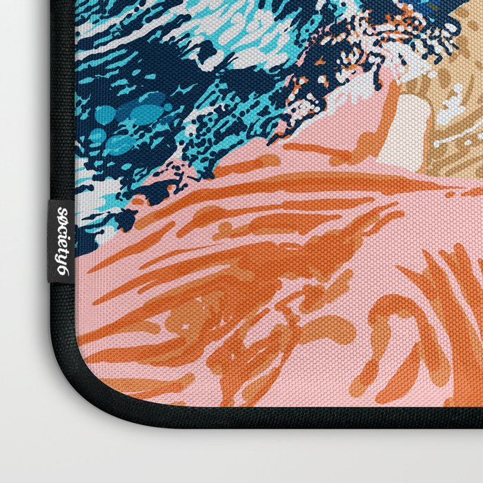 Take Me Where The Waves Kiss My Feet, Eclectic Nature River Woman Colorful Water Coral Bohemian Laptop Sleeve Gallery Image 3