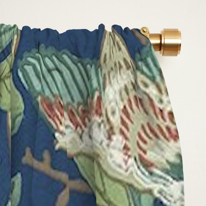 William Morris Bird and Pomegranate Detail Blue Sage Window Curtain Gallery Image 2