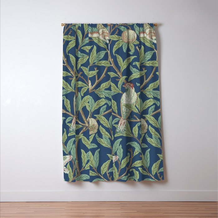 William Morris Bird and Pomegranate Detail Blue Sage Window Curtain Gallery Image 3