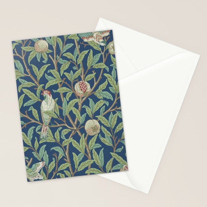 William Morris Bird and Pomegranate Detail Blue Sage Stationery Card Gallery Image 2