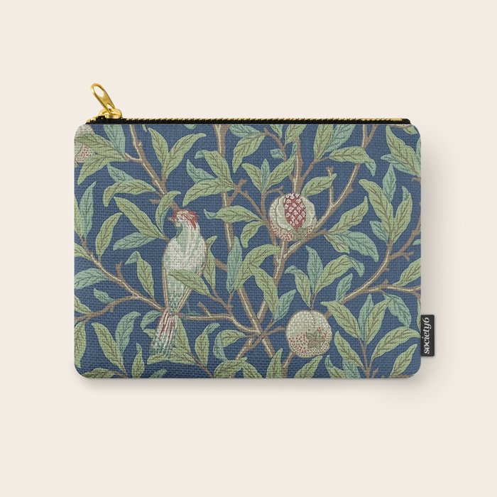 William Morris Bird and Pomegranate Detail Blue Sage Carry All Pouch Gallery Image 1