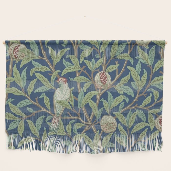 William Morris Bird and Pomegranate Detail Blue Sage Wall Hanging Gallery Image 1