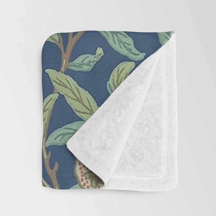 William Morris Bird and Pomegranate Detail Blue Sage Throw Blanket Gallery Image 3