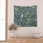 William Morris Bird and Pomegranate Detail Blue Sage Wall Tapestry Gallery Image 2