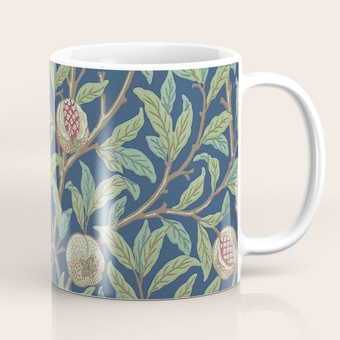 William Morris Bird and Pomegranate Detail Blue Sage Coffee Mug Gallery Image 1