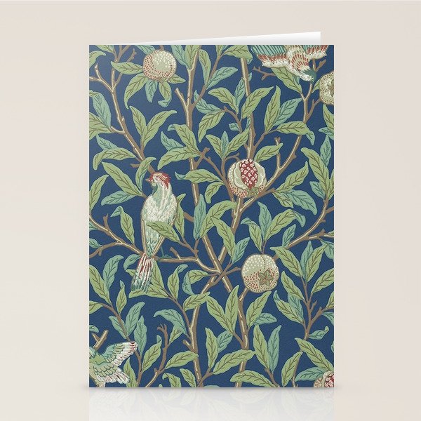 William Morris Bird and Pomegranate Detail Blue Sage Stationery Card Gallery Image 1