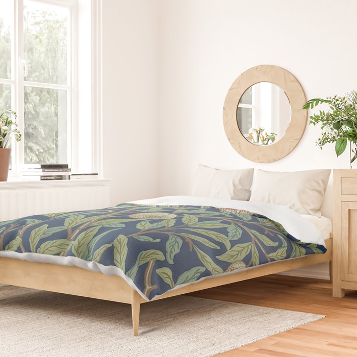William Morris Bird and Pomegranate Detail Blue Sage Duvet Cover Gallery Image 2