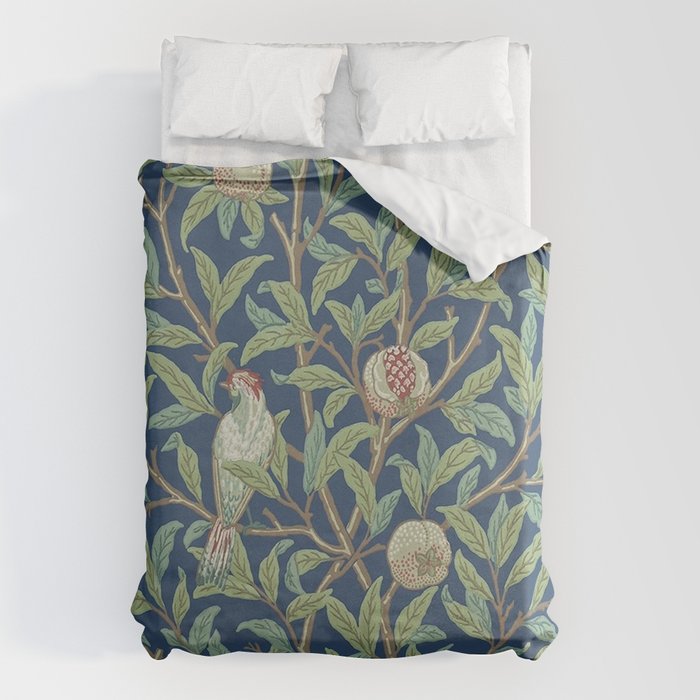 William Morris Bird and Pomegranate Detail Blue Sage Duvet Cover Gallery Image 6
