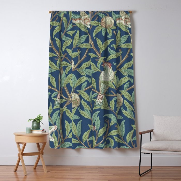 William Morris Bird and Pomegranate Detail Blue Sage Window Curtain Gallery Image 5