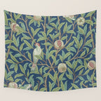 William Morris Bird and Pomegranate Detail Blue Sage Wall Tapestry Gallery Image 4