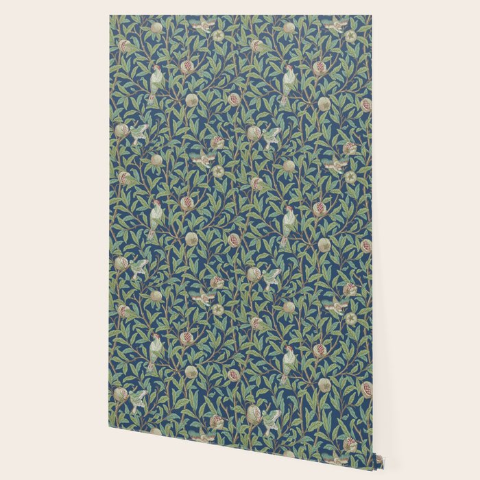 William Morris Bird and Pomegranate Detail Blue Sage Wallpaper Gallery Image 2