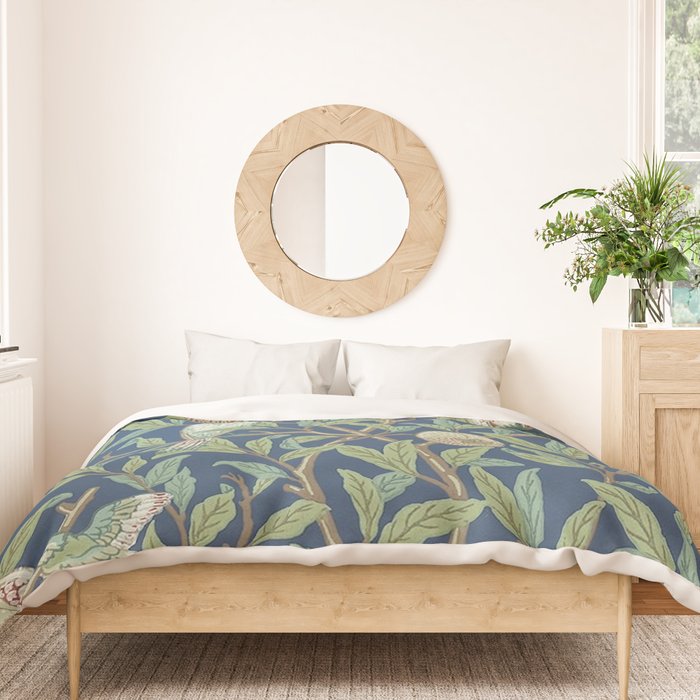 William Morris Bird and Pomegranate Detail Blue Sage Duvet Cover Gallery Image 3