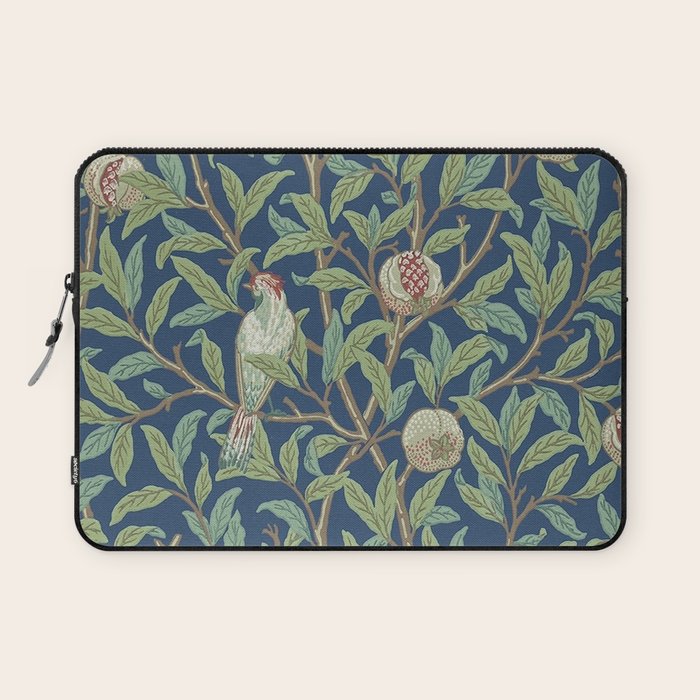 William Morris Bird and Pomegranate Detail Blue Sage Laptop Sleeve Gallery Image 1