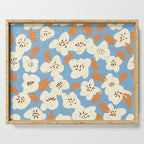 Bold flowers in my garden on chalky blue Serving Tray Gallery Image 1